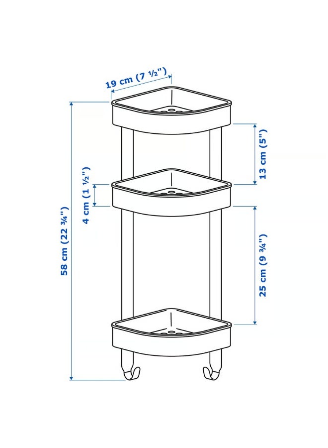 أيكيا حامل دش لاصق، منظمات حمام من الفولاذ المقاوم للصدأ بسعة كبيرة، أرفف بدون حفر لتخزين الحمام والديكور المنزلي، وحدة رفوف حائط زاوية، من الفولاذ المقاوم للصدأ، 19 × 58 سم - Image 4