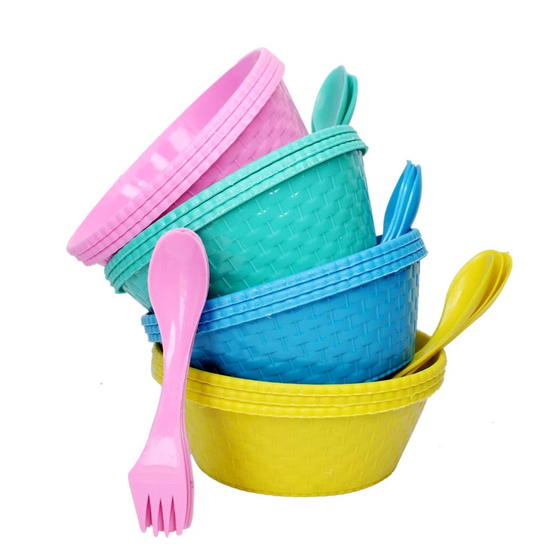 GLAN Non- Toxic Bowls with Spoons Best for Serving Navratri Kanjak Parsad for Kids Girls and Boys Multicolor Set of 12Pcs - Image 3