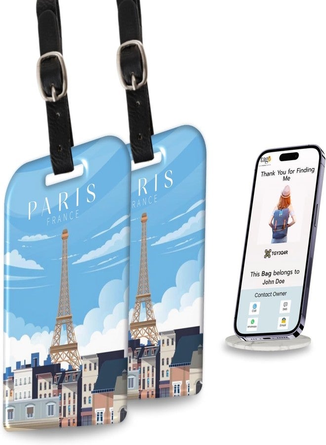 tag8 [Pack 2] tag8 Paris Smart Bag tag |Trendy Luggage tag ID Fashionable Digital Name tag | Airline Compliant, SITA World Tracer Code Enabled | Travel Gift idea, Collectible - Image 1