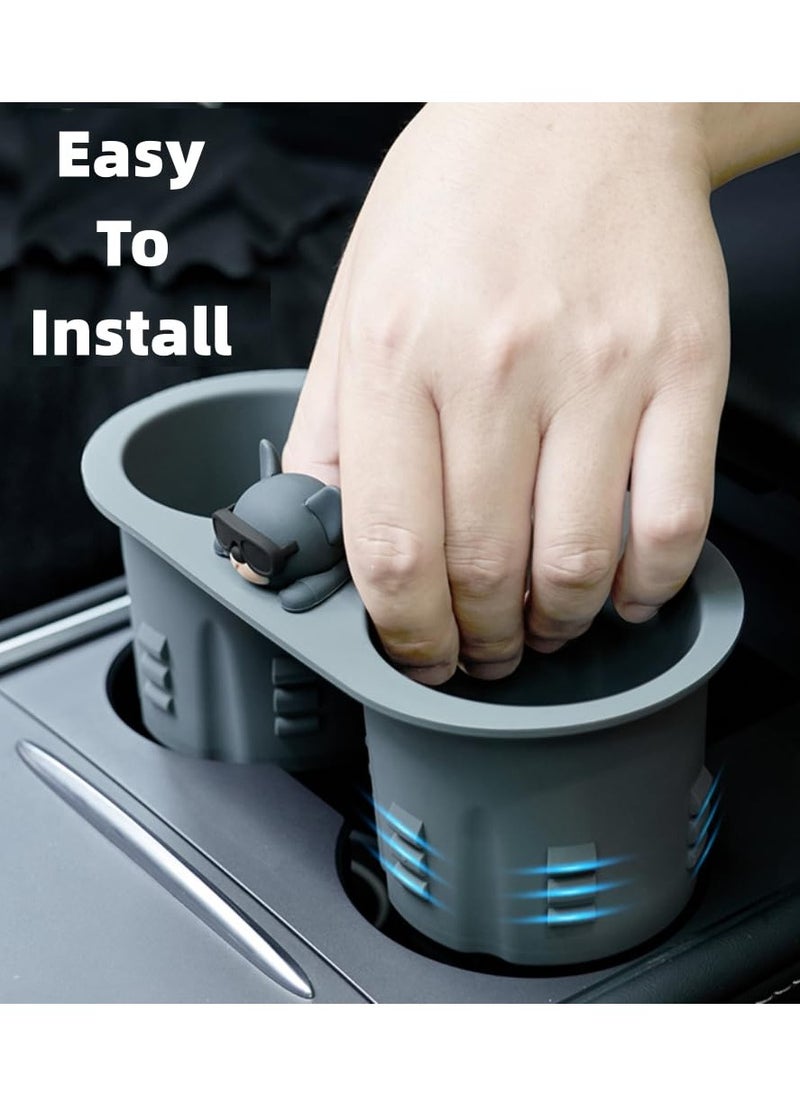Excefore - Console Cup for Tesla Model Y Model 3 Center, Holder Insert Upgraded Silicone Material, Center Console Interior Accessories 2023 2022 2021 - Image 1