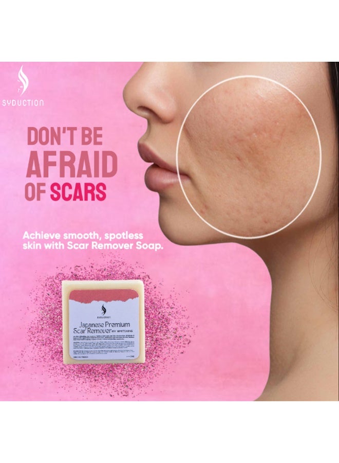 Syduction Japanese Premium Scar Remover Soap With Alpha Arbutin And Niacinamide For Skin Whitening, Dark Spot Reduction, Acne Marks Removal, Moisturizing Brightening Soap Bar 70g For All Skin Types - Image 3