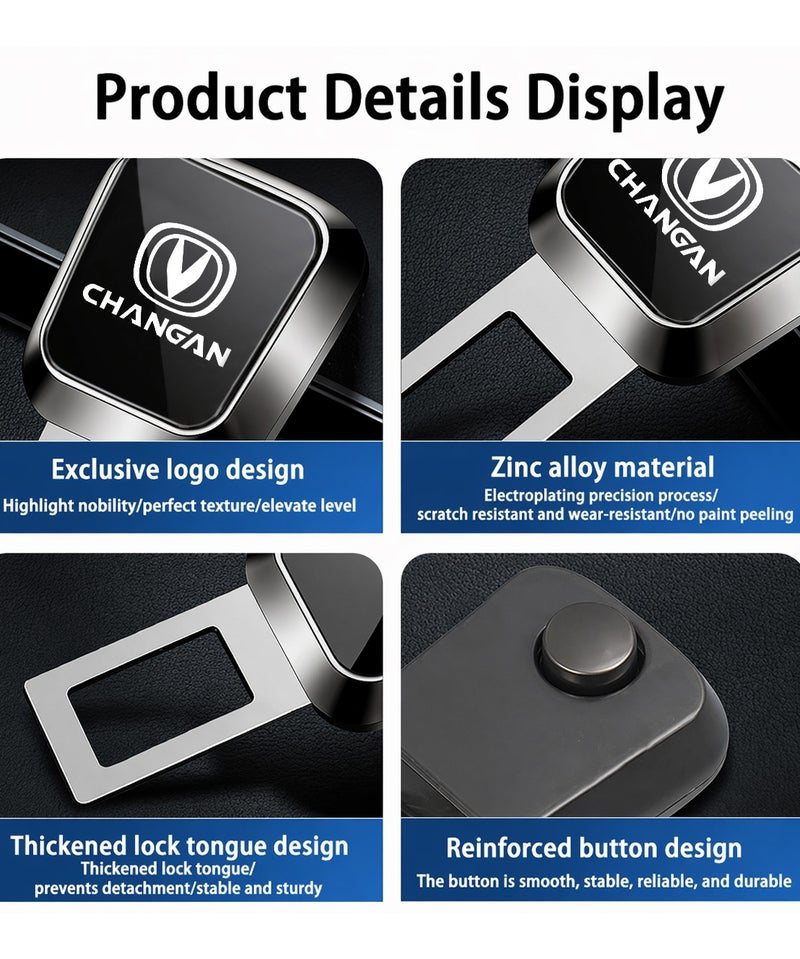CHANGAN Car Seat Belt Clip Stopper Metal Buckle Adjuster, Universal Seatbelt Lock Clip Silencer Plug, Zinc Alloy Safety Belt Extender Clip, Anti Alarm Seat Belt Buckle for Car Interior Accessories. - Image 5