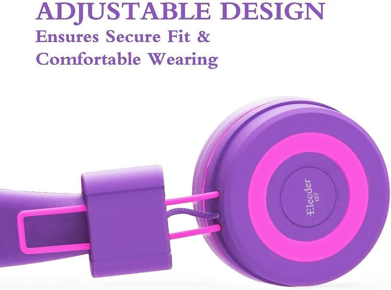 ELECDER i37 Kids Headphones for School Travel, On Ear Headphones Wired with Foldable Corded Stereo Sound 3.5mm Headset for Kid Children Teens Boys Girls Smartphones Computer Kindle Tablet, Purple - Image 5