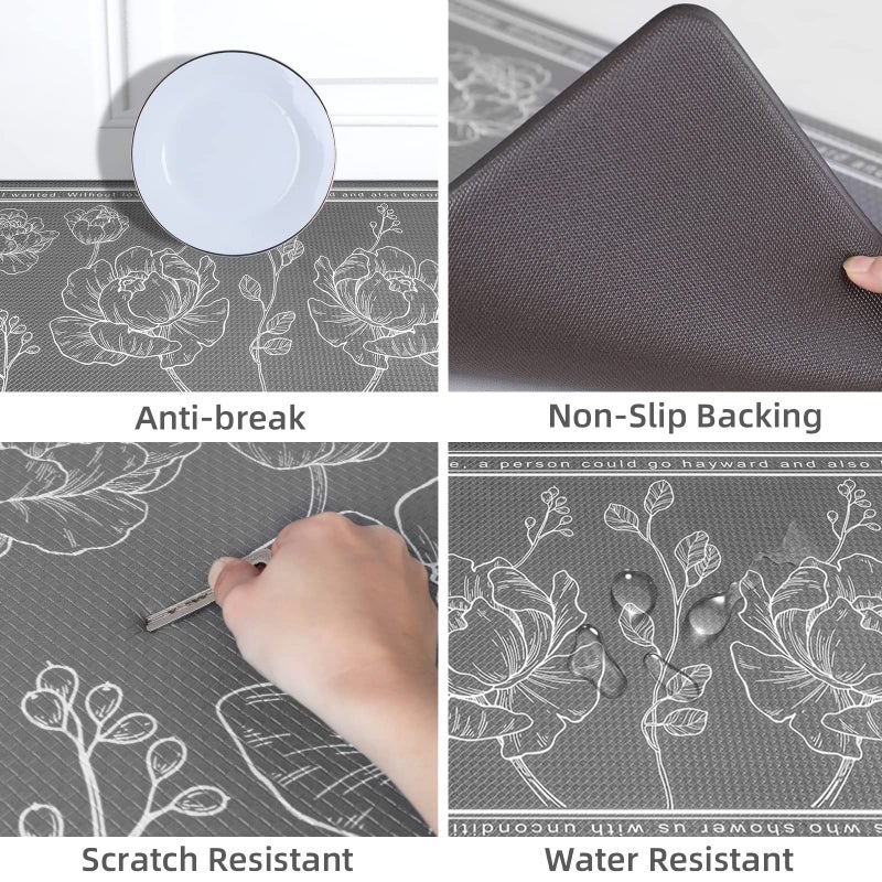 ROTTOGOON Kitchen Floor Mat Set of 2, Cushioned Anti Fatigue Mat 17"x47"+17"x29", Non-Slip Waterproof Rug, Premium PVC Comfort Mats and Rugs for Kitchen, Office, Home, Laundry - Image 3