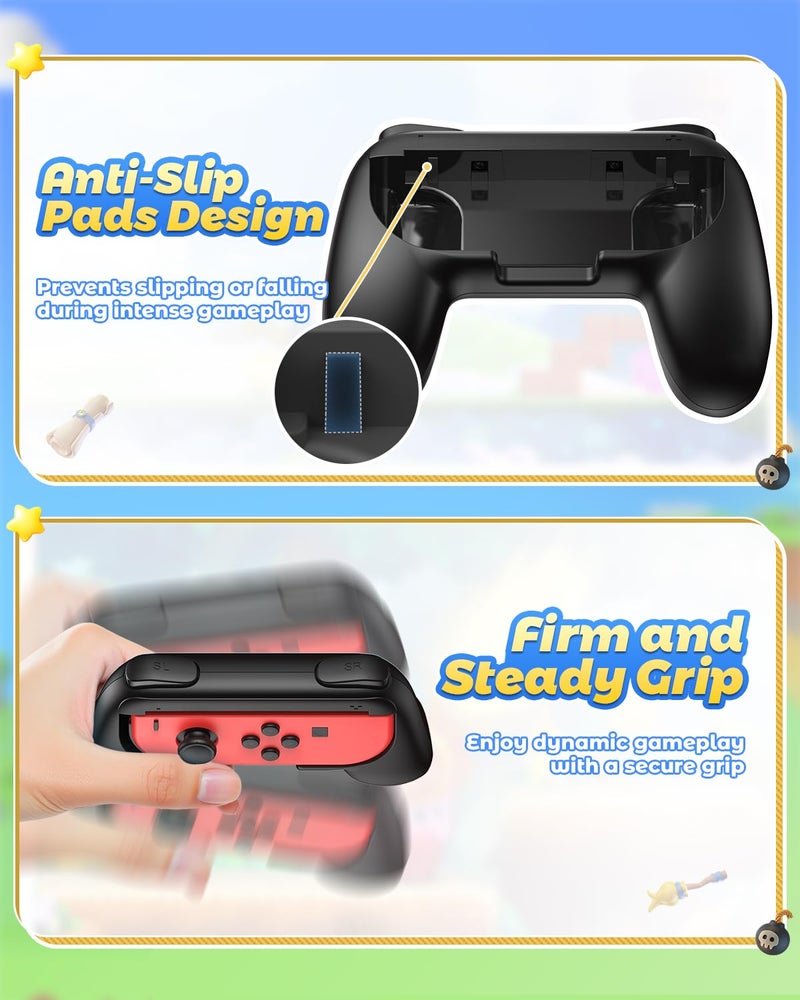 FYOUNG Hand Grips for Switch and Switch OLED Model Controllers, Grip for Switch for Joy Con - Black(2 Packs) - Image 3