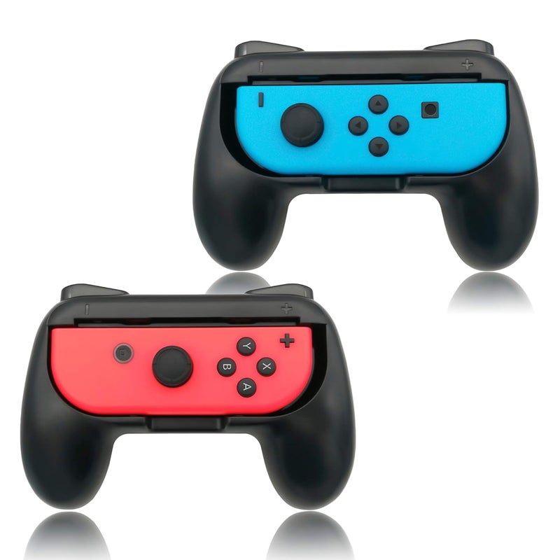 FYOUNG Hand Grips for Switch and Switch OLED Model Controllers, Grip for Switch for Joy Con - Black(2 Packs) - Image 1