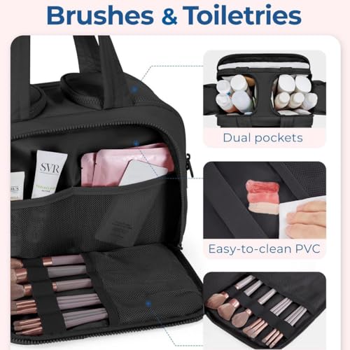 Handcuffs Polyester Toiletry Kit Bag for Women – Hanging Makeup Organizer, Travel Cosmetic Pouch, Lightweight Grooming Case (Dark Blue) - Image 2