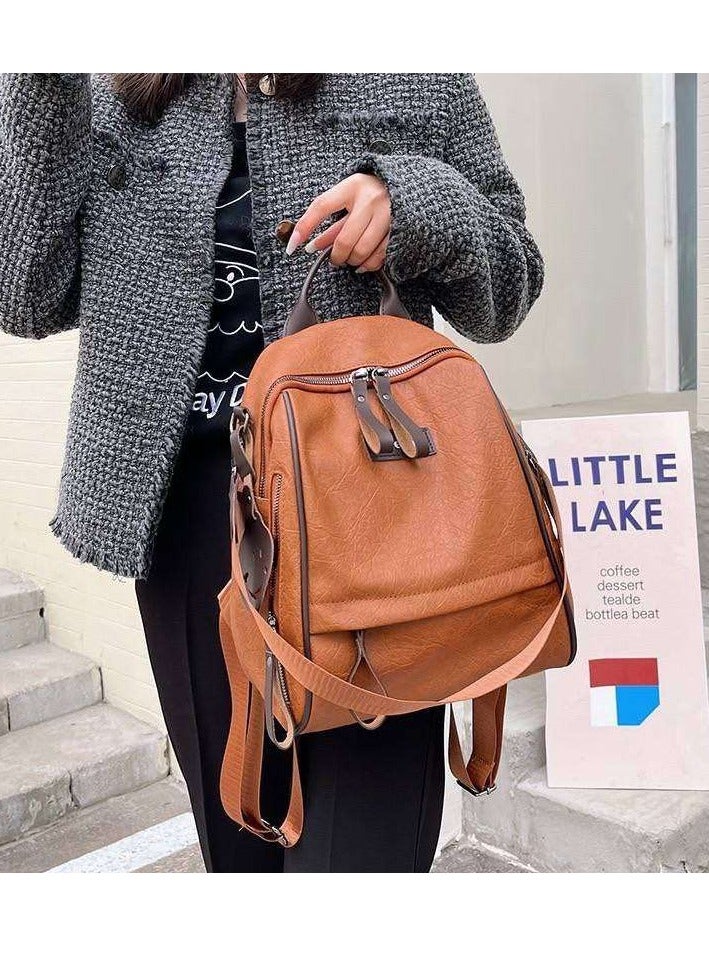 Imported women's backpack, high-quality soft leather  - Image 1