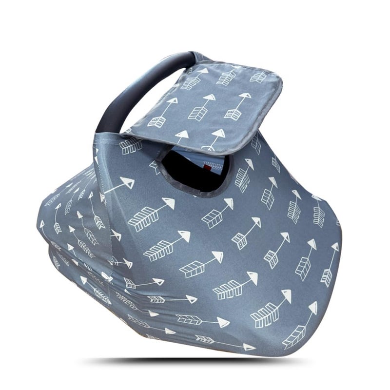DODO NICI Car seat Covers for Babies Stretchy Multi in 1 Baby Car Seat Cover Carseat Cover Girls boy Breastfeeding Cover Window with Flap Cover selfcontained Pouch Patent Design Grey