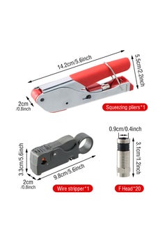 Generic Crimping Pliers Stripping Tool with 20 pieces of Compression F-Connectors, RG6 Crimping Pliers Connector Tool  - Image 2