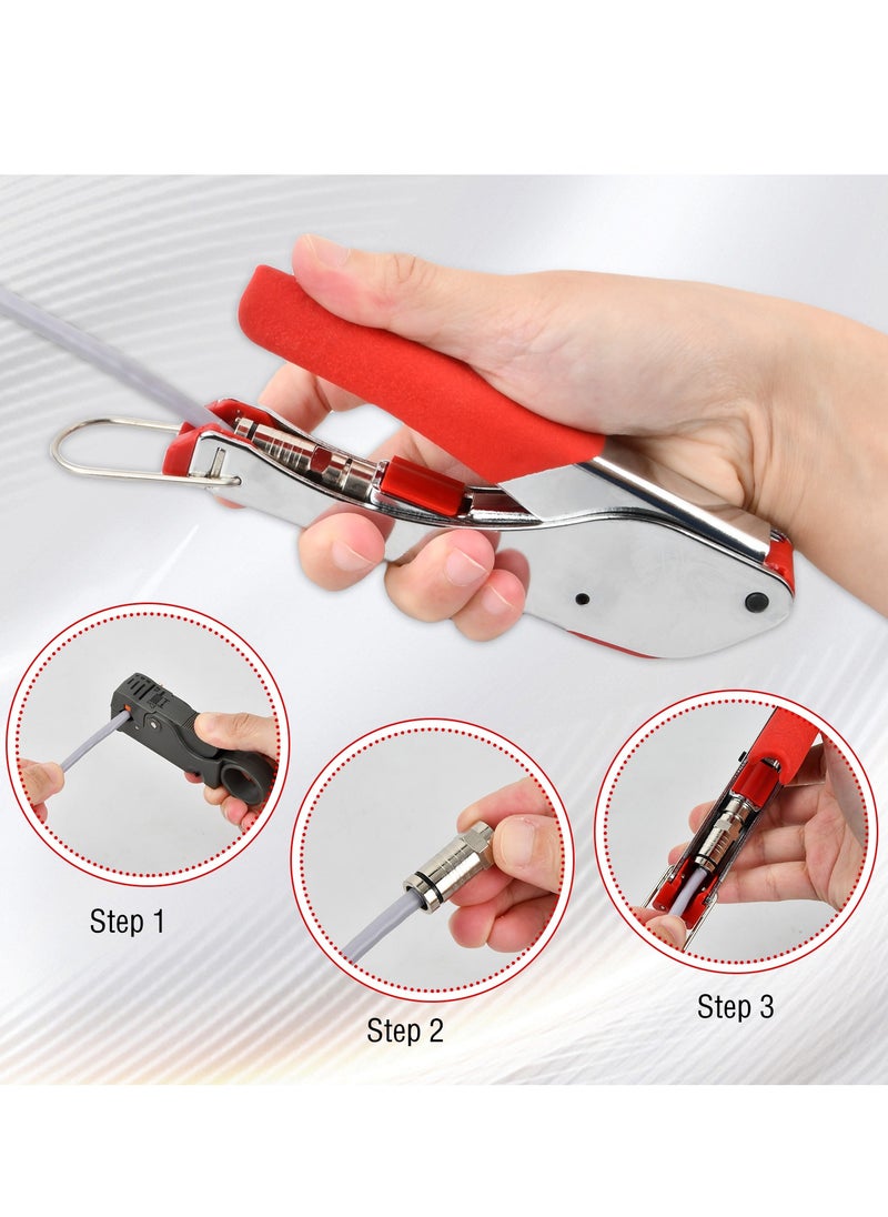 Generic - Crimping Pliers Stripping Tool with 20 pieces of Compression F-Connectors, RG6 Crimping Pliers Connector Tool - Image 1