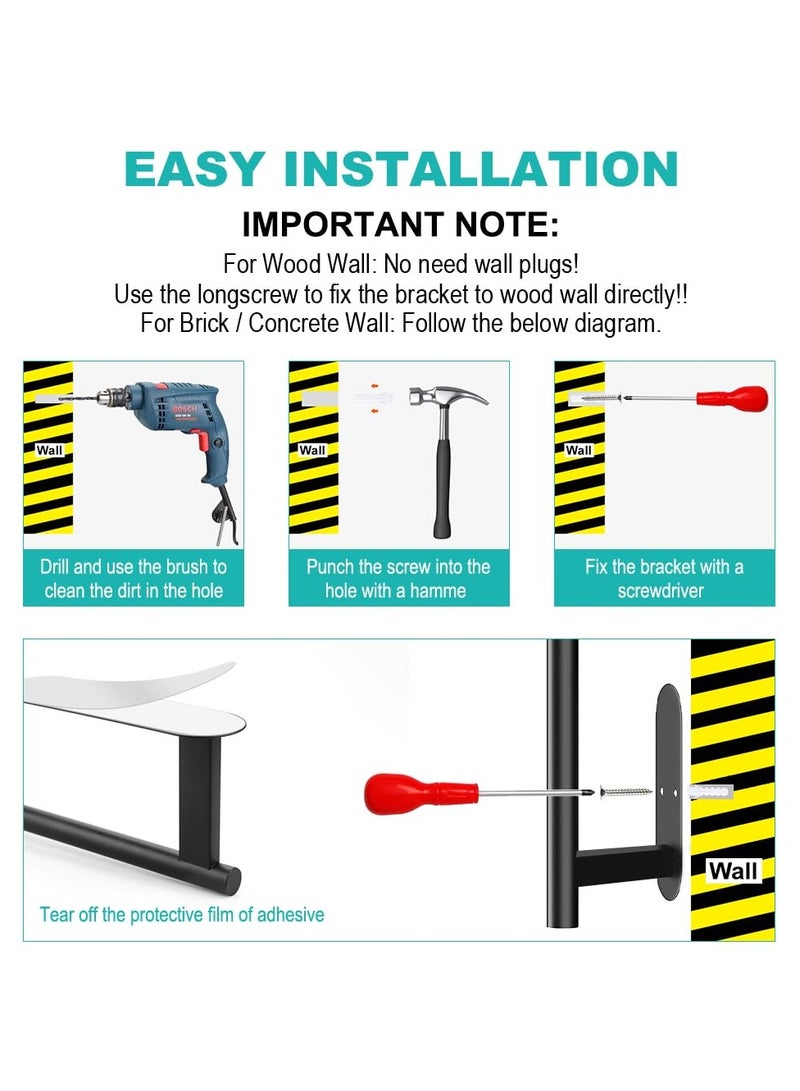 Paper Towel Holder Wall Mount, Self Adhesive Or Drilling Under Cabinet Kitchen, 13.2 inch Stainless Steel Paper Towel Roll Rack, Towel Roll Hanger for Bathroom 2Pack(Rectangle-Black) - Image 5