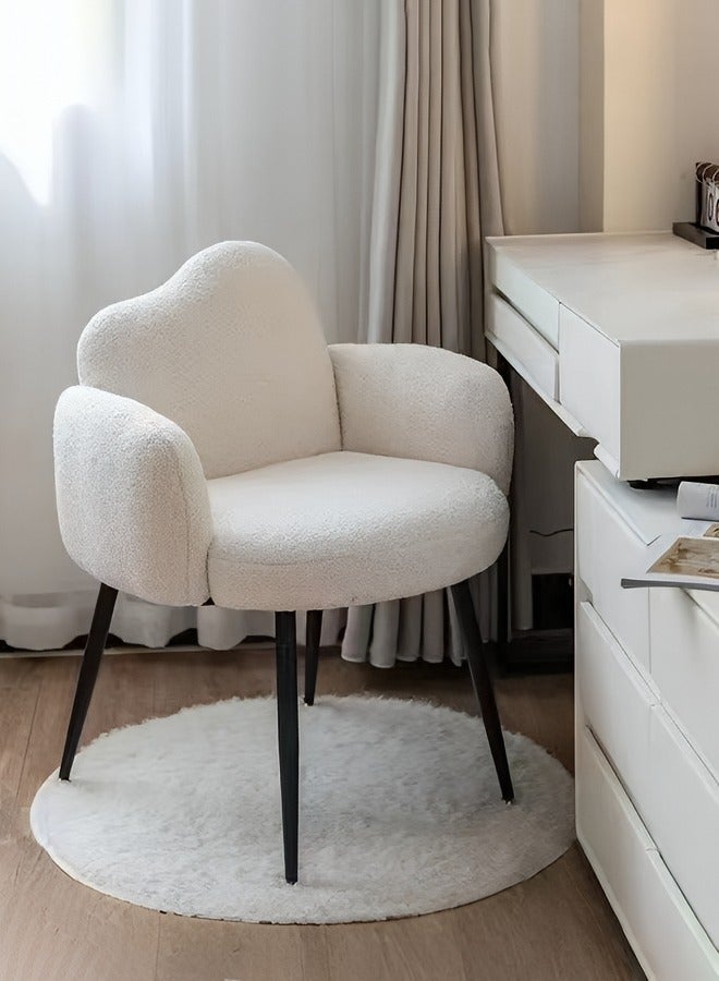 WALALLA Makeup Vanity Chair with Arms - Elegant Fabric Accent Chair Metal Legs & Plush Backrest for Bedroom, Living Room & Office (White) - Image 1