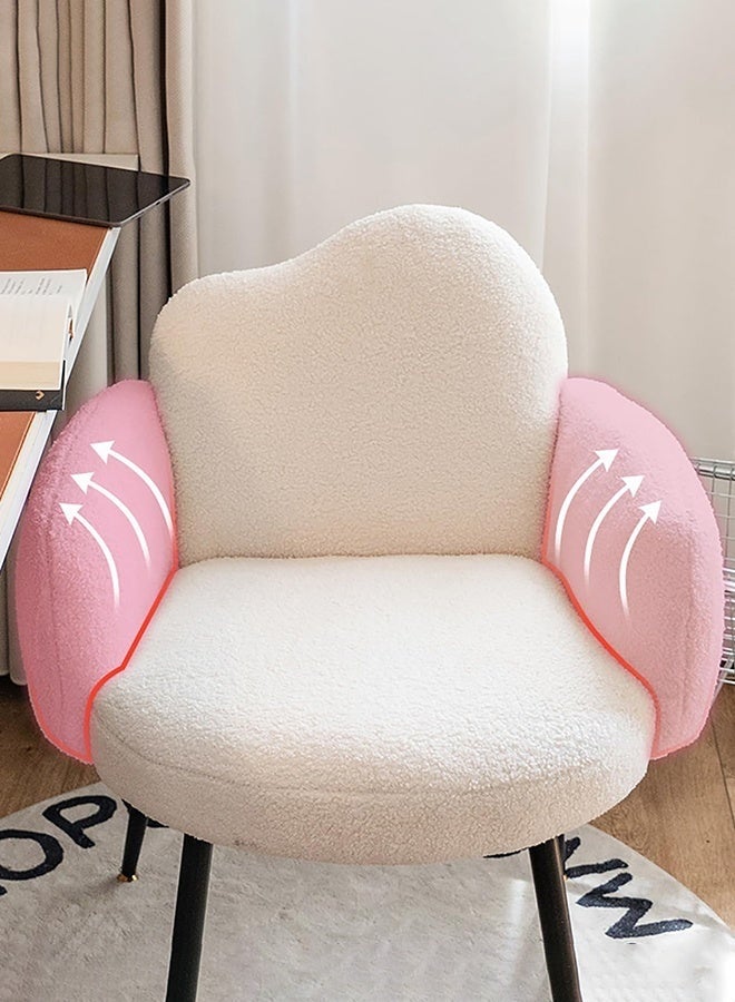 WALALLA Makeup Vanity Chair with Arms - Elegant Fabric Accent Chair Metal Legs & Plush Backrest for Bedroom, Living Room & Office (White) - Image 4