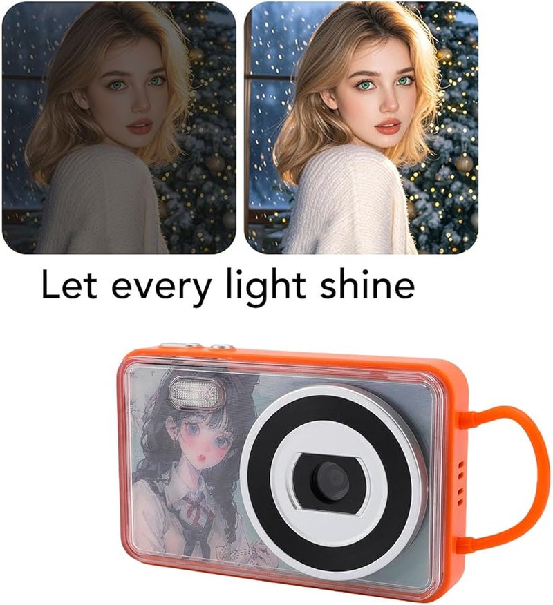 كاميرا رقمية برتقالية بدقة 4K و48 ميجابكسل مع تركيز تلقائي وعدسة مزدوجة وتكبير 18X للمراهقين والمبتدئين - Image 5
