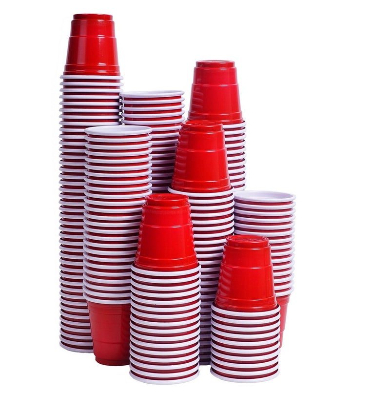 TashiBox TashiBox Disposable Mini Red Shot Glasses - 2.5 Ounce - 200 Count - Mini Party Cups  Jager Bomb  Jello Shots  Sample Cups. - Image 1