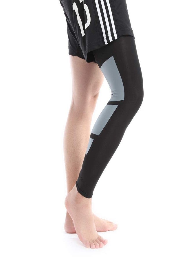 Just Care 1 Pair Anti Slip Full Length Compression Leg Sleeve Calf & Shin Splint Support Protect for Pain Relief & Recovery (Black, XL) - Image 2