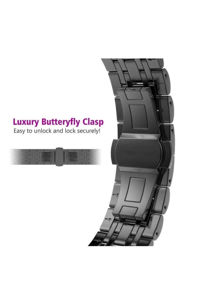 سوار بديل متوافق مع ساعة Apple Watch مقاس 45 مم / 44 مم / 42 مم، سوار معدني صلب من الفولاذ المقاوم للصدأ لسلسلة Apple Watch Series 7 6 5 4 3 2 SE - Image 4