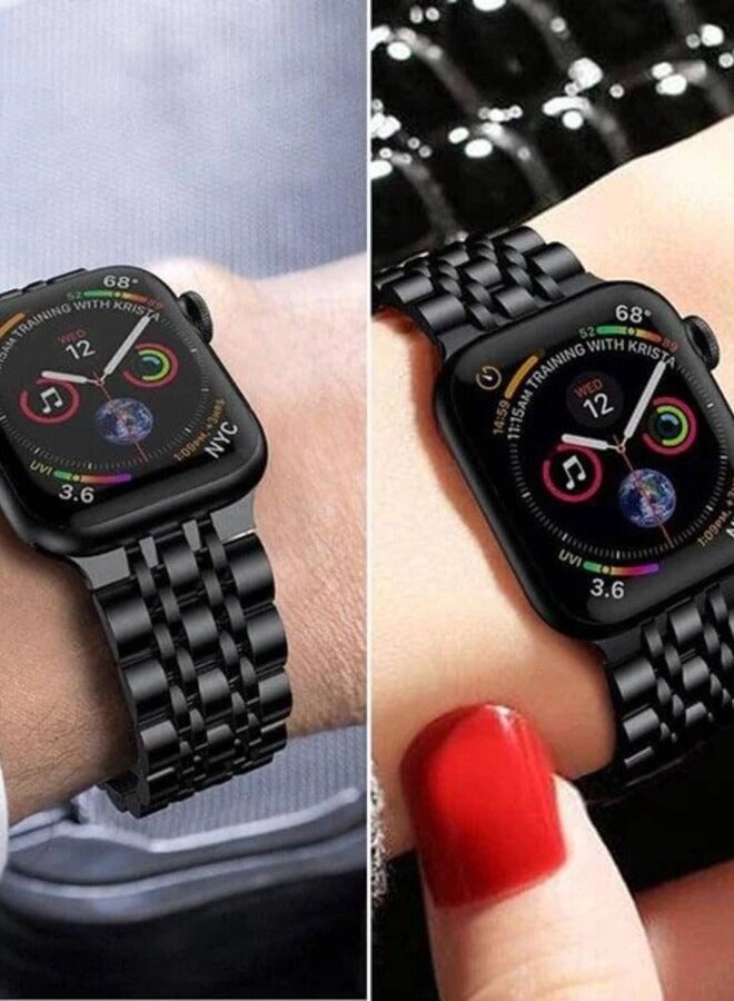 سوار بديل متوافق مع ساعة Apple Watch مقاس 45 مم / 44 مم / 42 مم، سوار معدني صلب من الفولاذ المقاوم للصدأ لسلسلة Apple Watch Series 7 6 5 4 3 2 SE - Image 3