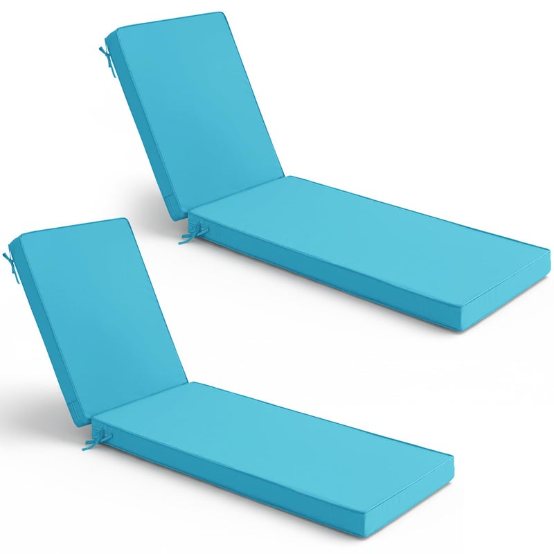 Summsun Chaise Lounge Cushions Outdoor Set of 2 - Waterproof and Fade Resistant Sun Lounger Replacement Cushions - Patio Lounger Pads with Removable Cover for Pool, Deck, Lawn, 72 x 21 x 3 Inch, Teal - Image 1