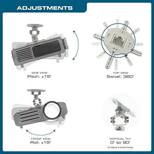 QualGear Qg-PM-002-Wht-S Projector Ceiling Mount Accessory , White - Image 2
