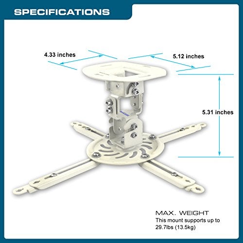 QualGear Qg-PM-002-Wht-S Projector Ceiling Mount Accessory , White - Image 4