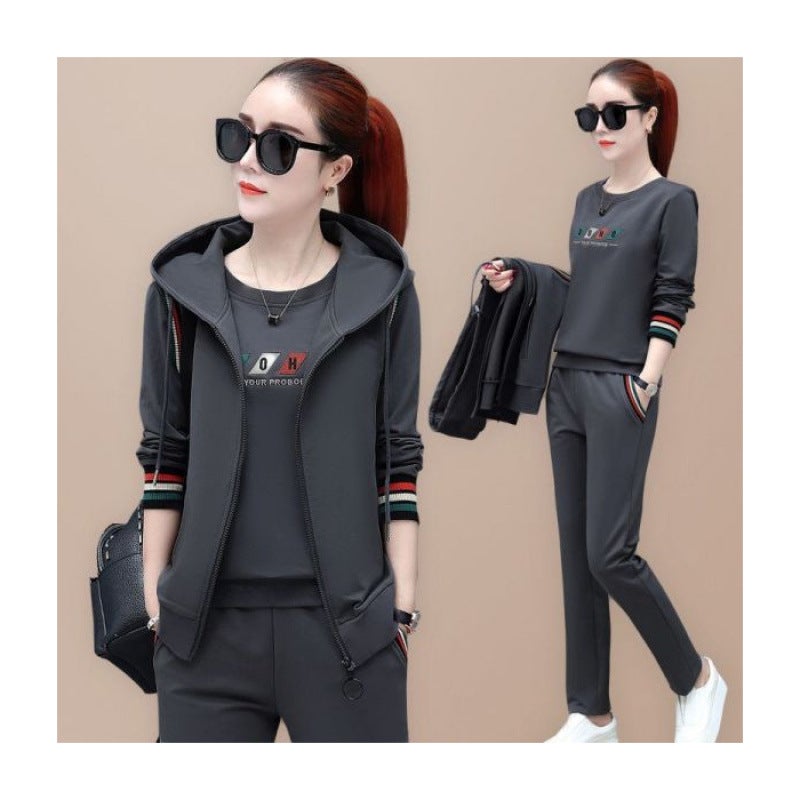 Sportswear suit Womens Early Autumn 2024 New Spring Middle-aged High-end Casual Elegant Three-piece Set Collection will be shipped first