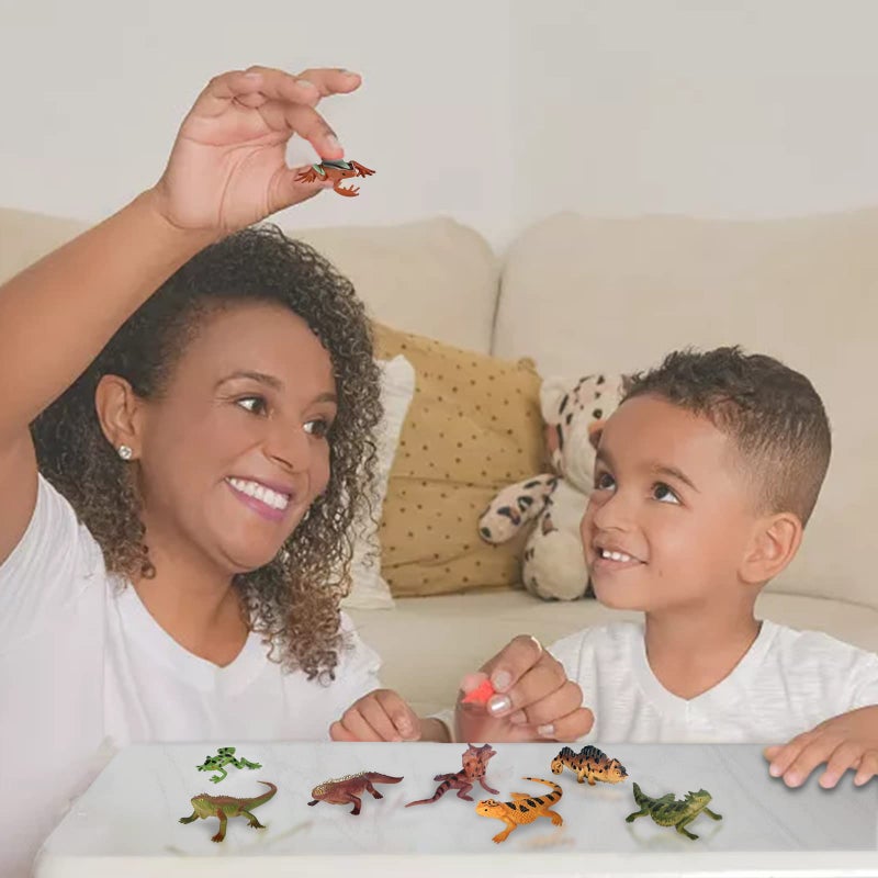 Sienon 12PCS Reptile Lizard Animals Figures, Mini Plastic Realistic Cold Blooded Amphibian Frog Jungle Chameleon Rainforest Character Toys for Kids Educational Halloween Prank Props Diorama Easter Eggs - Image 4
