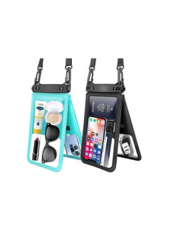 Large Floating Waterproof Phone Pouch - 2 Pack Underwater Dry Bag for iPhone and Galaxy, Double Space Waterproof Phone Case for Swimming and Vacation Use.