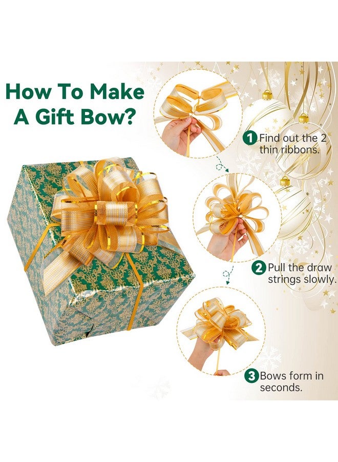 AMCAMI 20 Pieces Large Pull Bows For Gift Wrapping Christmas Big Gold Ribbon Bows For Xmas Gift Baskets Wine Bottles Decoration Gift Bows Organza Pull Bow For Wedding Party Birthdays Holidays - Image 2