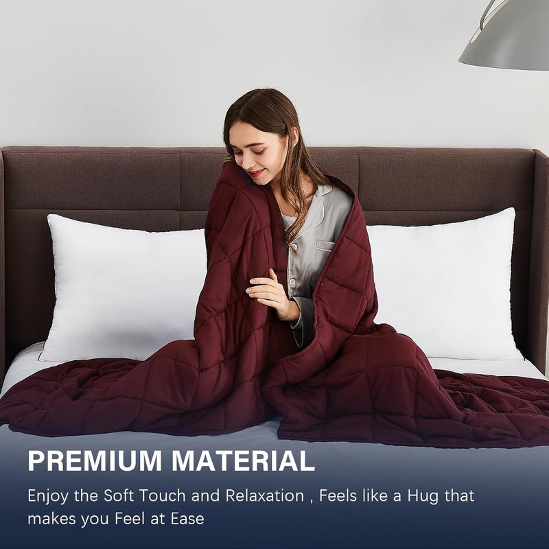 CuteKing Weighted Blanket for Adults: Weighted Blanket with Premium Glass Beads - Breathable Heavy Blanket for Comfort Sleep - Thick Blanket for Adult All Season (15lbs, 60"x80", Queen, Claret Red) - Image 2
