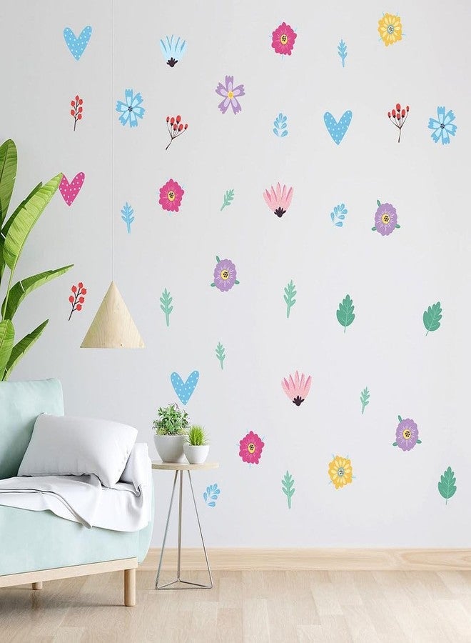 CVANU Pack of 6 Beautiful Floral Flowers & Hearts Printed on Self-Adhesive Vinyl Wall Sticker for Wall Decoration (11.7inch X 8.3inch)_460 - Image 2