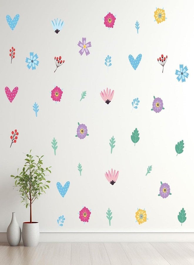 CVANU Pack of 6 Beautiful Floral Flowers & Hearts Printed on Self-Adhesive Vinyl Wall Sticker for Wall Decoration (11.7inch X 8.3inch)_460 - Image 1