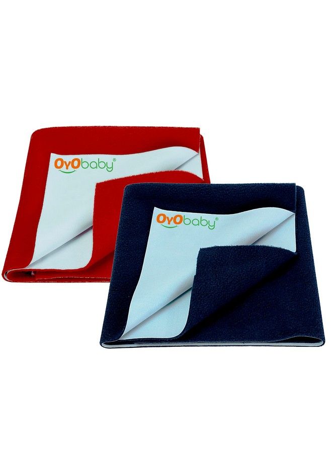 OYO BABY Waterproof Baby Bed Protector Dry Sheets For New Born Babies ; Reusable Mats ; Cot & Bassinet Gift Pack (Gift Pack Of 2 (70Cm X 50Cm) Dark Blue + Red) - Image 2