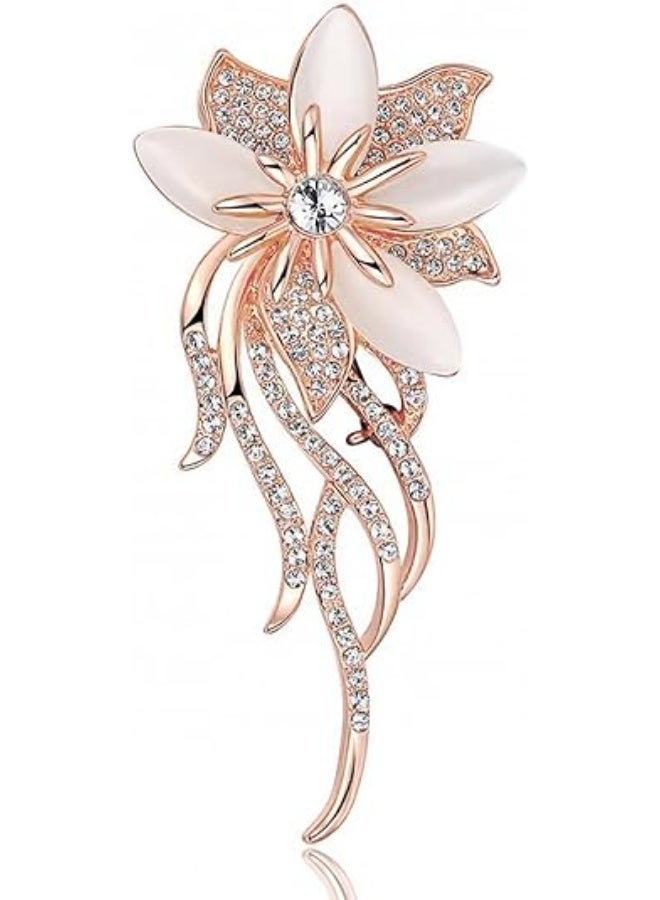 Created Crystal Cats Eye Brooches and Pins for Women | Classy Bridal Bouquet Brooch Pin | Elegant Accessory for Weddings and Special Occasions | Safety Pins Vintage Jewelry, Shawl Pins for Women - Image 5