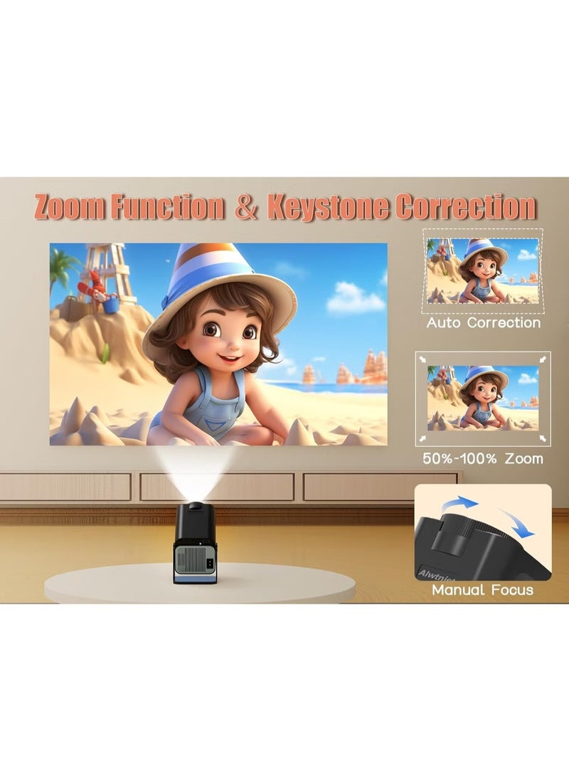 TIGER - HY320 NTV Smart Portable Projector – Native 1080P Full HD, 320 ANSI Lumens, Built-In Official TV Apps, ChatGPT Voice Assistant, 5G WiFi, Bluetooth 5.2, HDMI/USB/AV, Compact Design, Home Theater & Outdoor Movie Projector for Streaming & Entertainment - Image 1