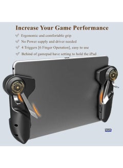 TIGER PUBG Controller for Tablet – 4 Triggers, 6 Finger Operation, Sensitive Shoot & Aim Triggers, Gamepad Grip for Enhanced Gaming Experience, Compatible with 10-12.9 Inch iPad & Tablets (Thickness < 10mm), Black  - Image 3