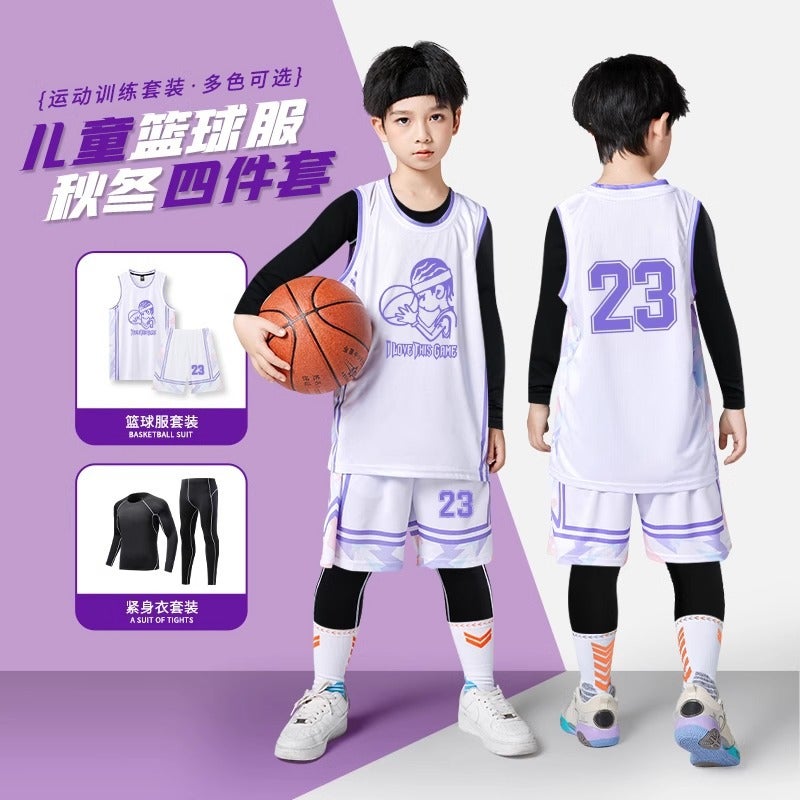 Children'S Basketball Uniform Suit Boys Sports Quick-Drying Primary And Secondary School Students Professional Training Game Basketball Jersey Printed Number - Image 3