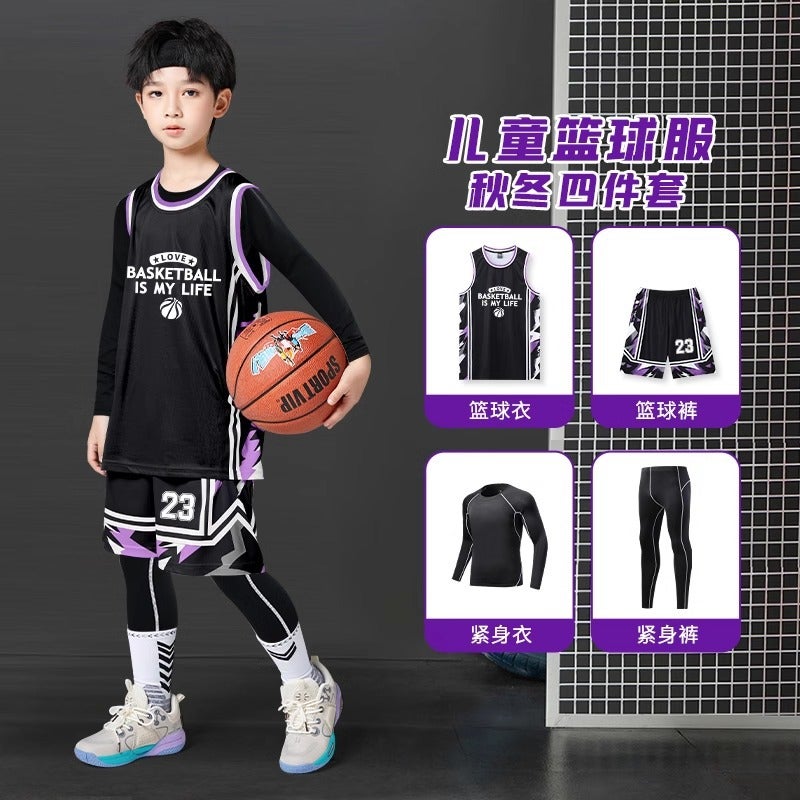 Children'S Basketball Uniform Suit Boys Sports Quick-Drying Primary And Secondary School Students Professional Training Game Basketball Jersey Printed Number - Image 4