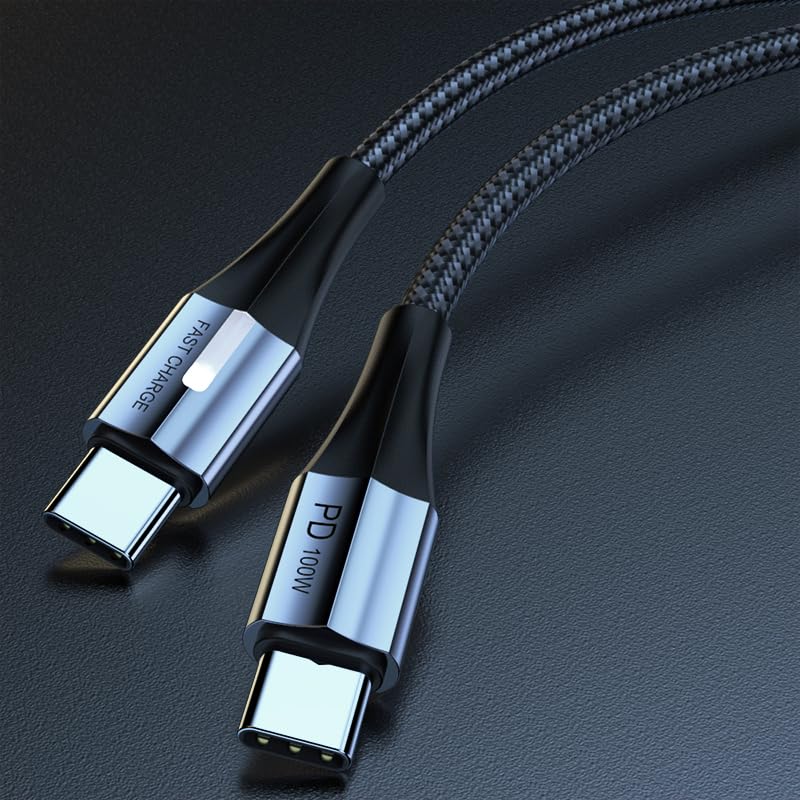 ZAUQ USB-C Cable 2m Nylon Braided – 100W Fast Charging & 5A High-Speed Data Transfer - USB C To USB CCompatible with MacBook Air MacBook Pro iPhone 15 Pro Max iPhone 16 Pro Max by ZAUQ - Image 4