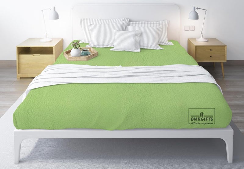 BMRGIFTS Cotton Extra Absorbent Waterproof Quick Dry Sheet for Baby Anti Piling Fleece Washable Mattress Protector & Bed Protector Sheet for Toddler Children Double Bed Size, 208x230 cm Light Green - Image 1