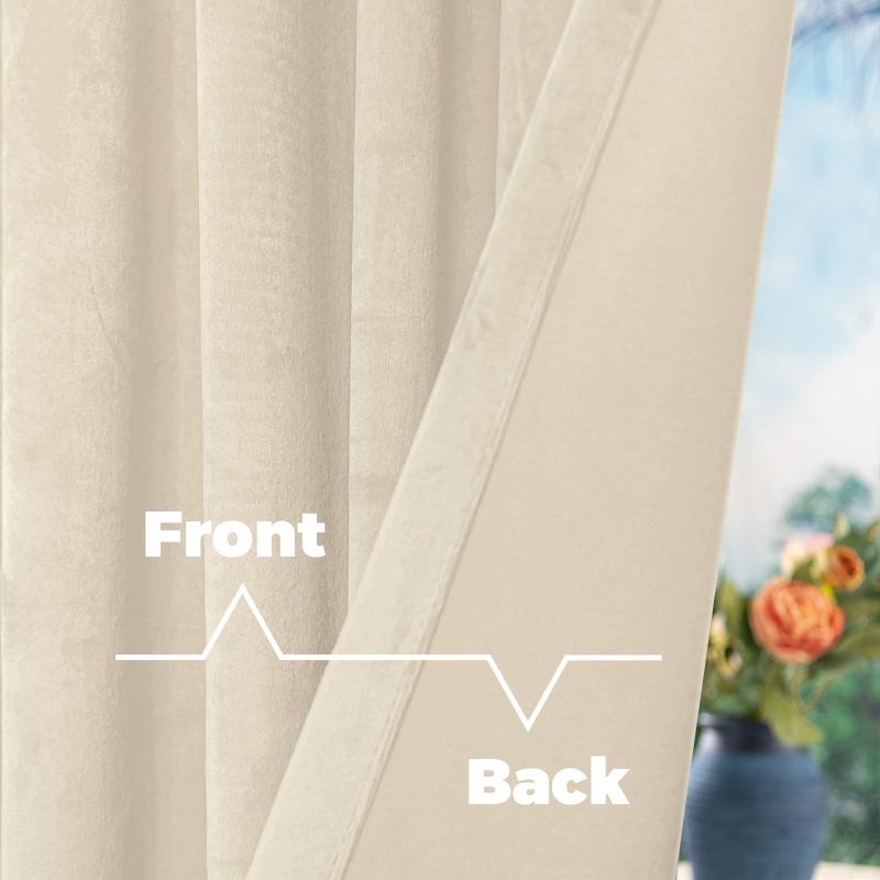 BGment Cream Beige Velvet Curtains 84 Inch for Bedroom, Thick Thermal Insulated Room Darkening Curtains Noise Reduce Back Tab and Rod Pocket Window Panels for Living Room, 2 Panels, 52 x 84 Inch - Image 4