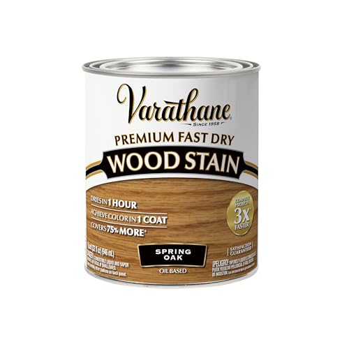 VARATHANE Rust-Oleum Varathane 262004 Premium Fast Dry Wood Stain, Spring Oak, (Quart/946ml) - Image 1