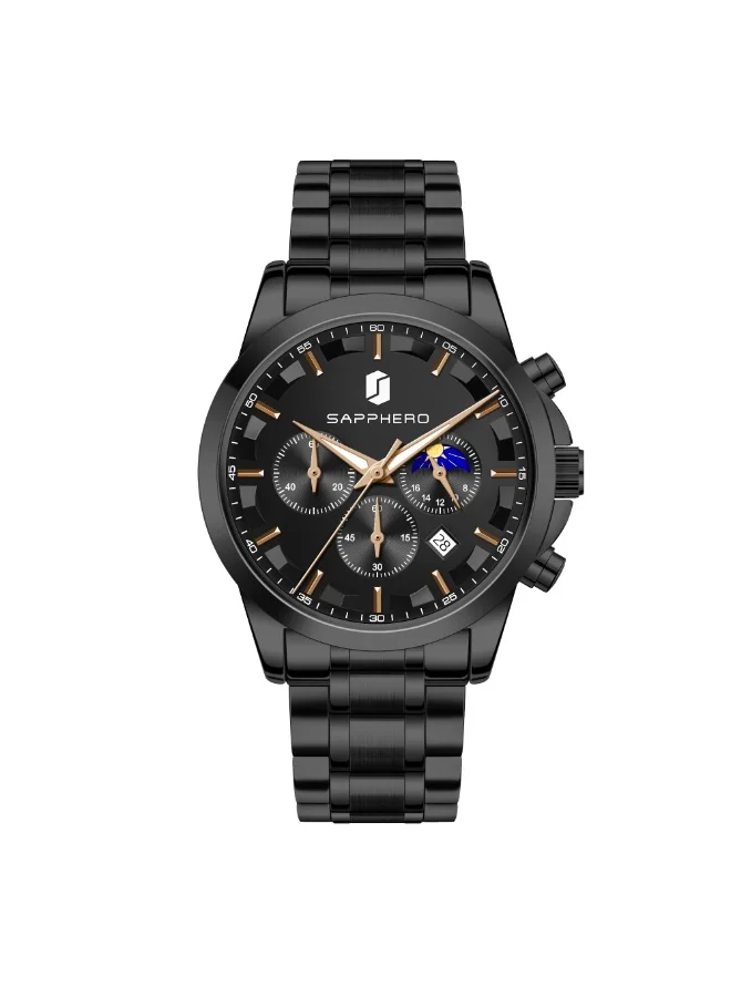 Sapphero SAPPHERO Chronograph Watches for Men, Original Business Casual Stainless Steel Analog Watch 50M Waterproof Luminous Watches with Date Dial, Mens Gift