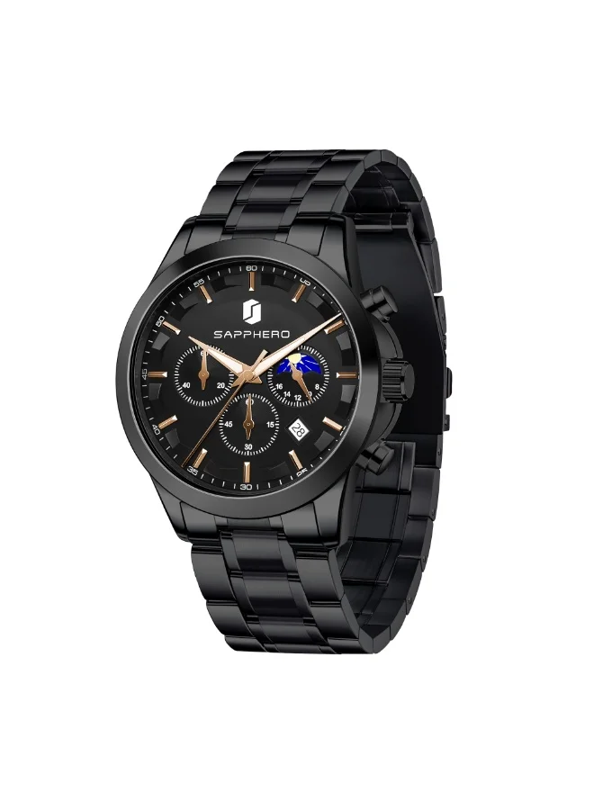Sapphero SAPPHERO Chronograph Watches for Men, Original Business Casual Stainless Steel Analog Watch 50M Waterproof Luminous Watches with Date Dial, Mens Gift