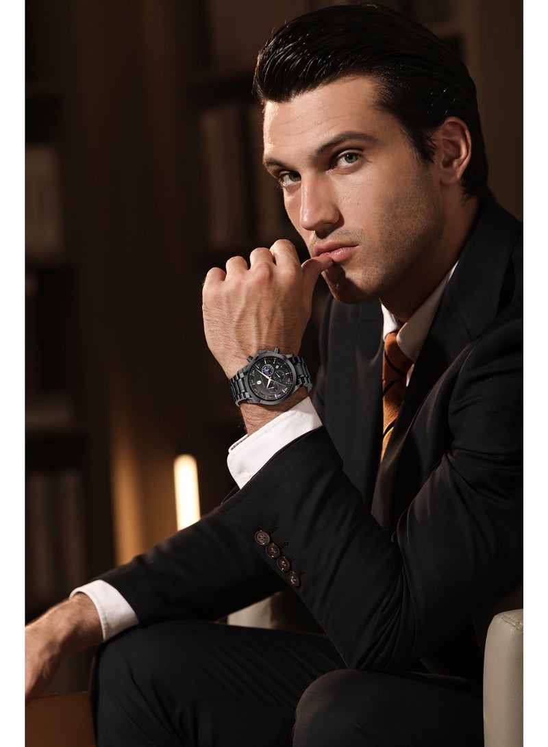 SAPPHERO Chronograph Watches for Men, Original Business Casual Stainless Steel Analog Watch 50M Waterproof Luminous Watches with Date Dial, Mens Gift - Image 5