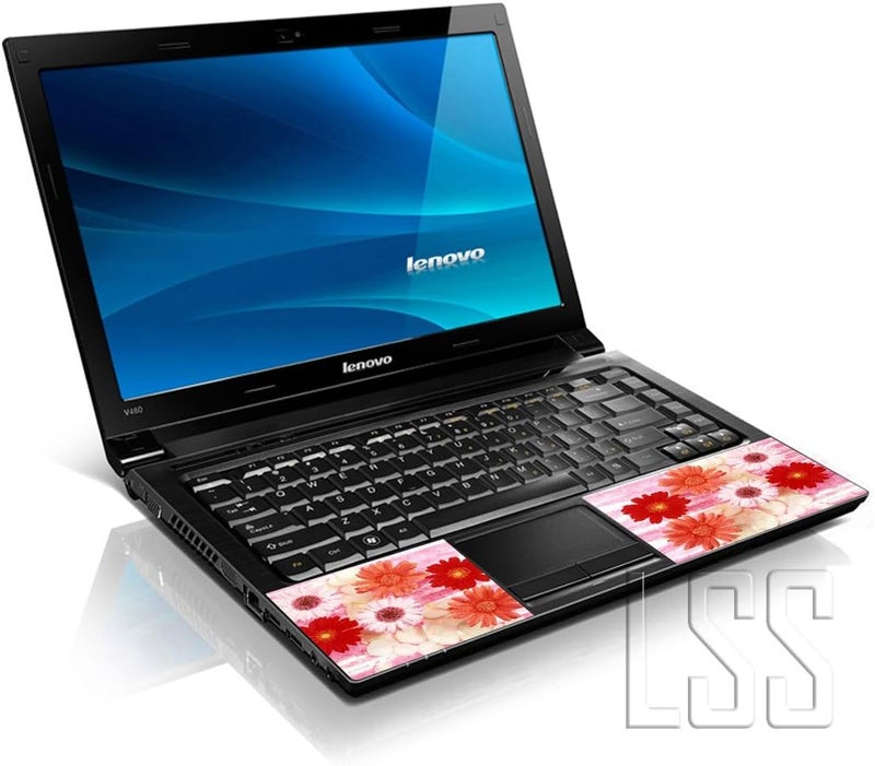 LSS Laptop 15 15.6 Skin Cover with Colorful Red Daisy Floral Pattern for HP Dell Lenovo Apple Asus Acer Compaq - Fits 13.3" 14" 15.6" 16" (2 Wrist Pads Free) - Image 2