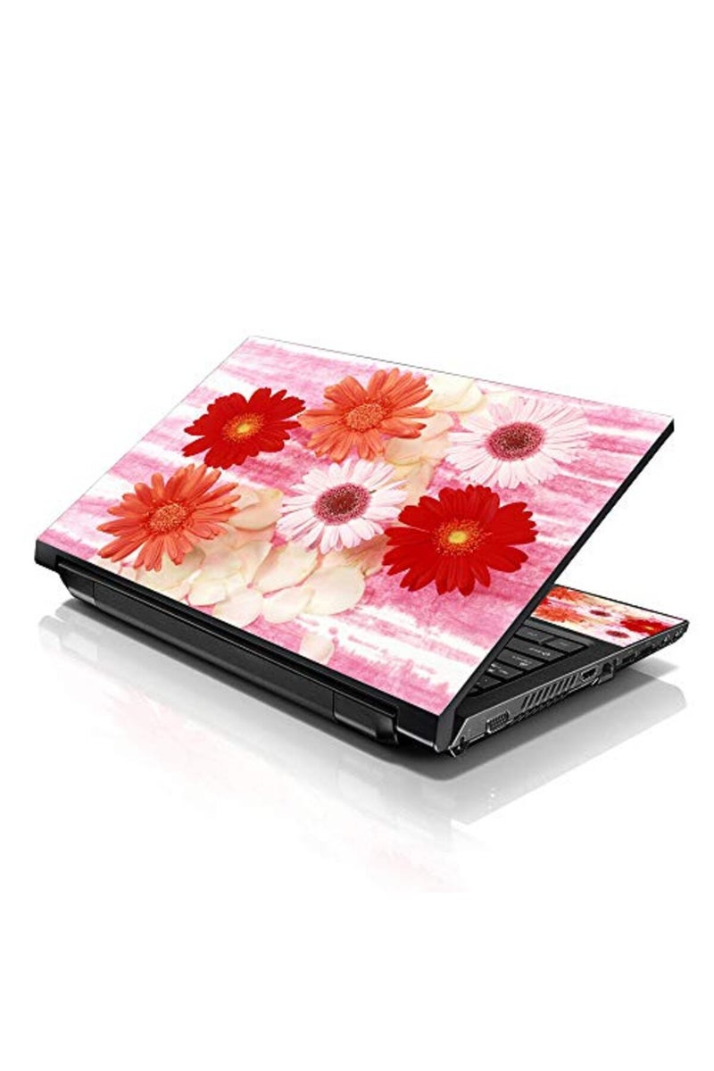 LSS Laptop 15 15.6 Skin Cover with Colorful Red Daisy Floral Pattern for HP Dell Lenovo Apple Asus Acer Compaq - Fits 13.3" 14" 15.6" 16" (2 Wrist Pads Free) - Image 2