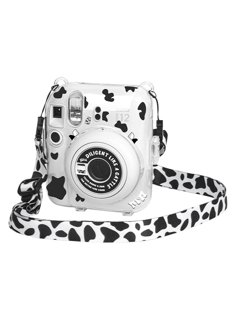 Clear Case for Fuji Instax Mini 12/Polaroid Mini 12, Case for Fujifilm Instax Mini 12 Instant Camera with Back Photos Pocket, Shoulder Strap and Beautiful Sticker - Image 3