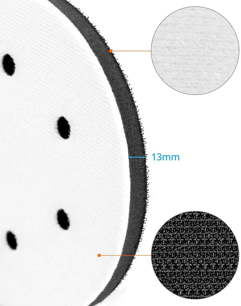 QWORK 6-Inch Hook and Loop Sanding Pad Interface, Durable Sponge Construction, 5 Pack - Compatible with Random Orbital Sanders, Ideal for Metal, Wood, Ceramics, Glass, Automotive, and Marine Polishing - Image 3